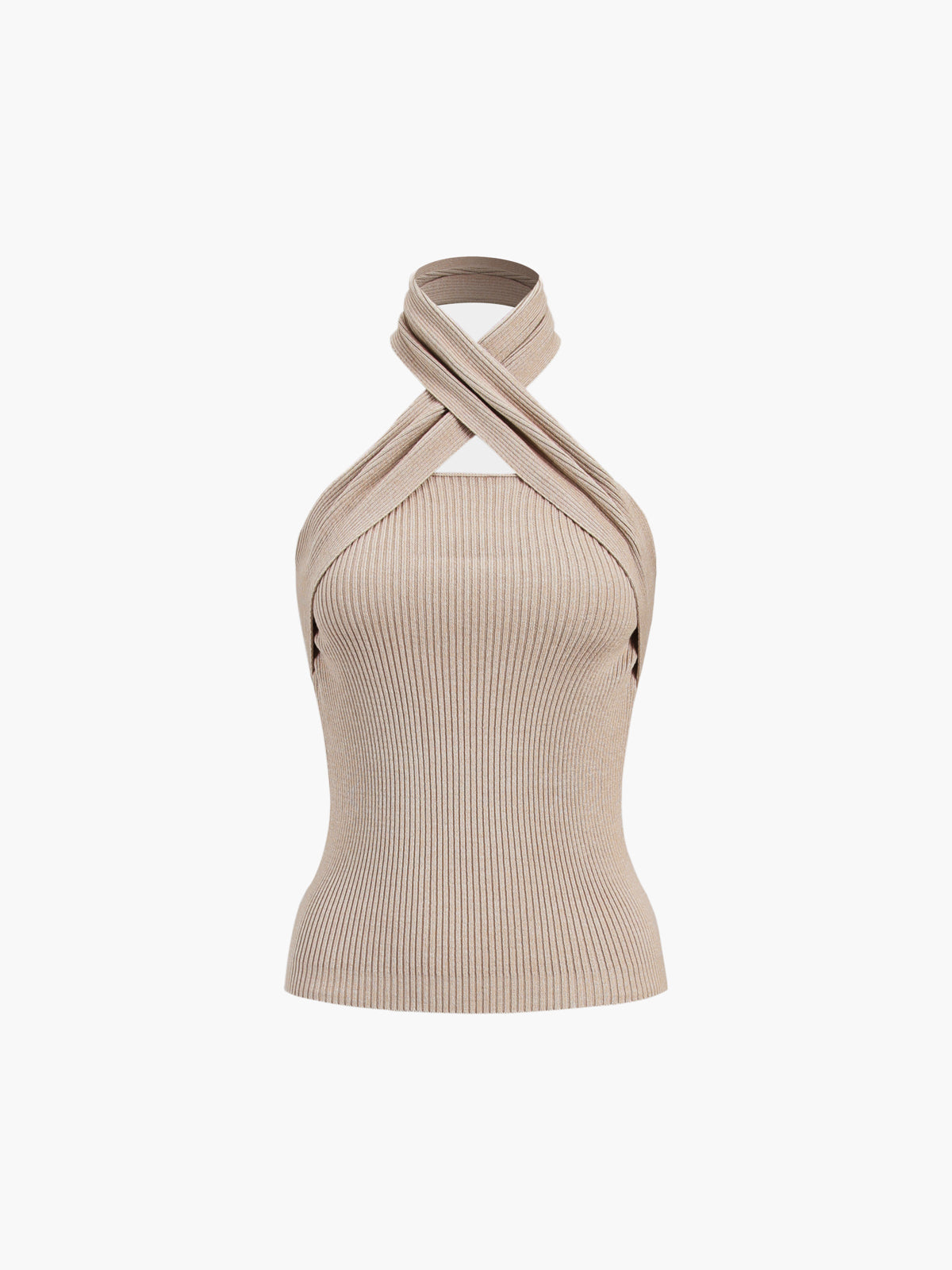 Aprikos Ribbad Topp med Halterneck