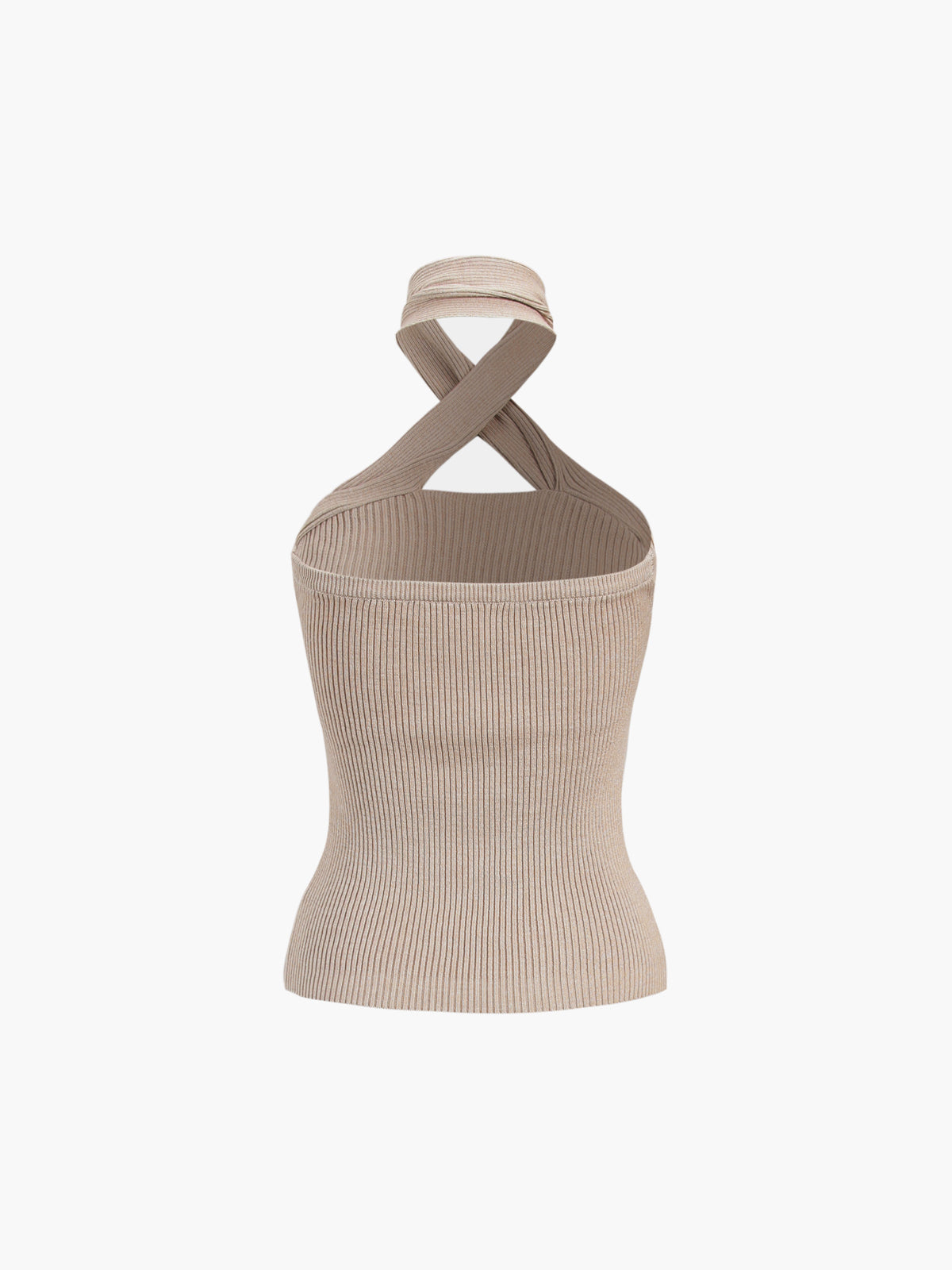 Aprikos Ribbad Topp med Halterneck