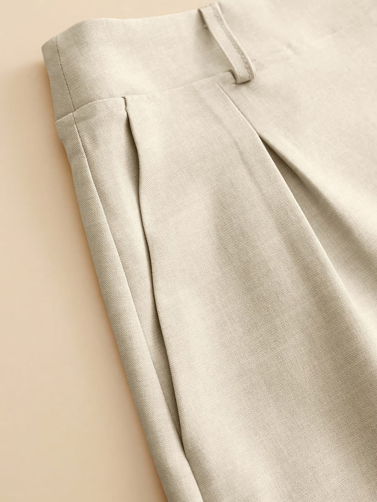 Beige Ärmlös Väst och Shorts Matchande Set
