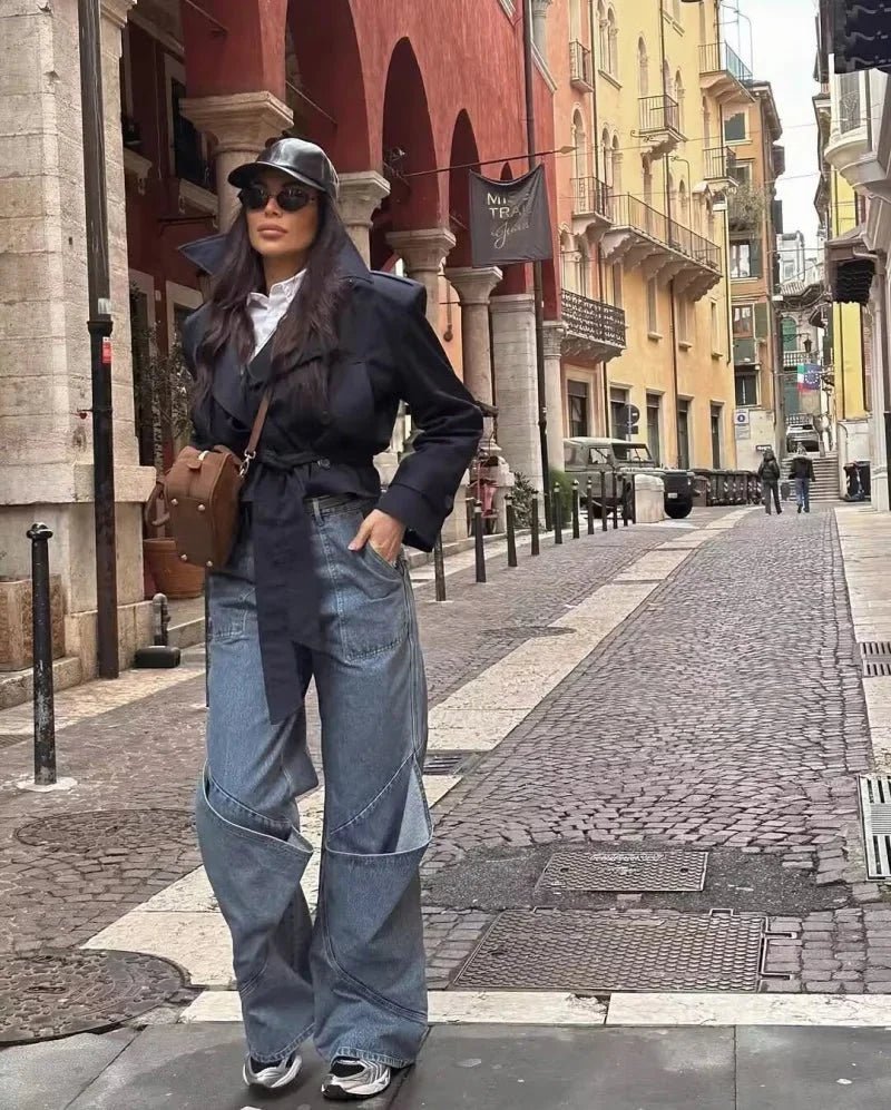 Beige Dubbelknäppt Trenchcoat med Skärp