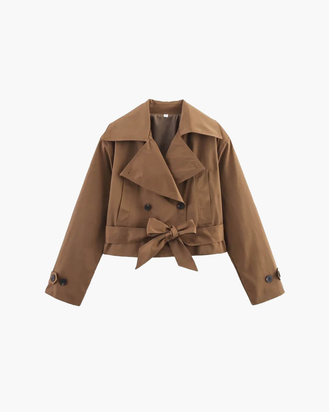 Beige Dubbelknäppt Trenchcoat med Skärp