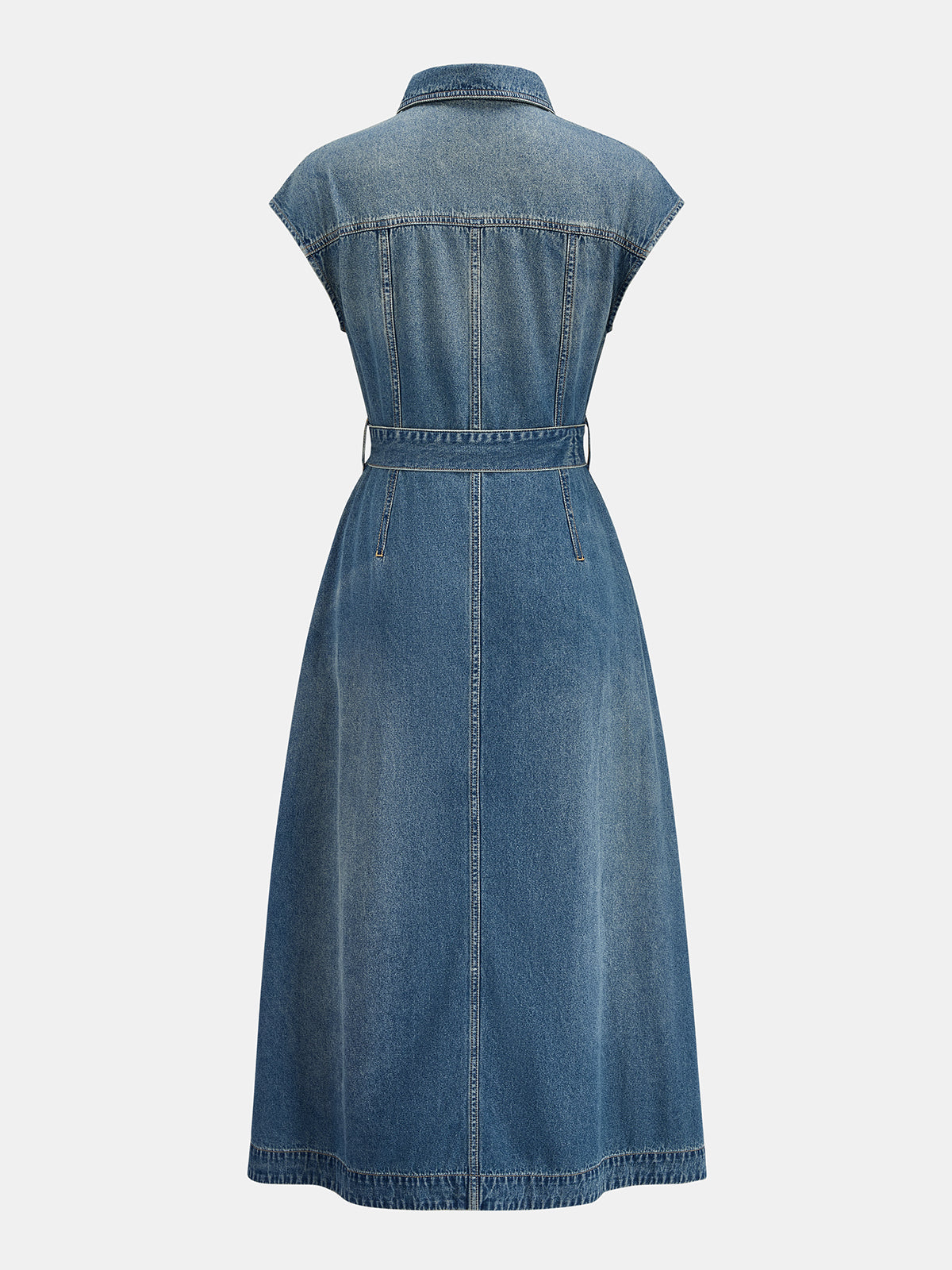 Blå Denim Skjortklänning med Skärp