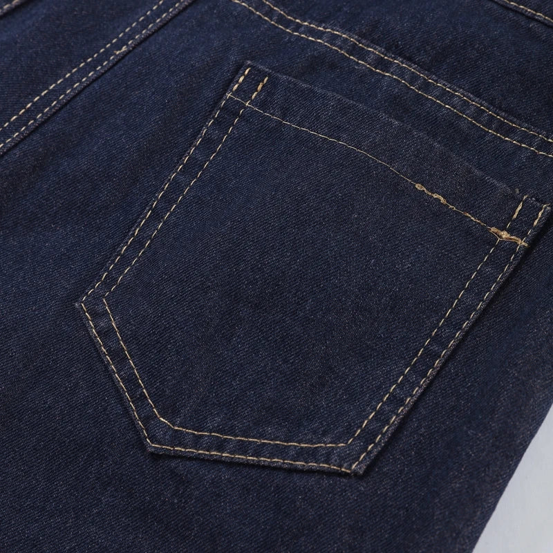 Blå Denimlinne och Höga Jeans i Matchande Set