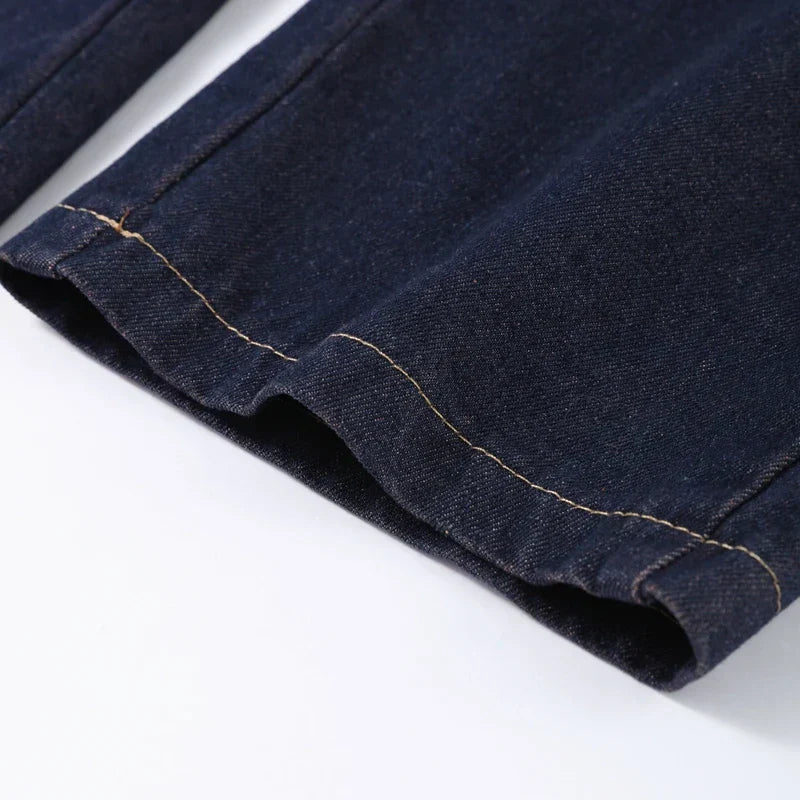 Blå Denimlinne och Höga Jeans i Matchande Set