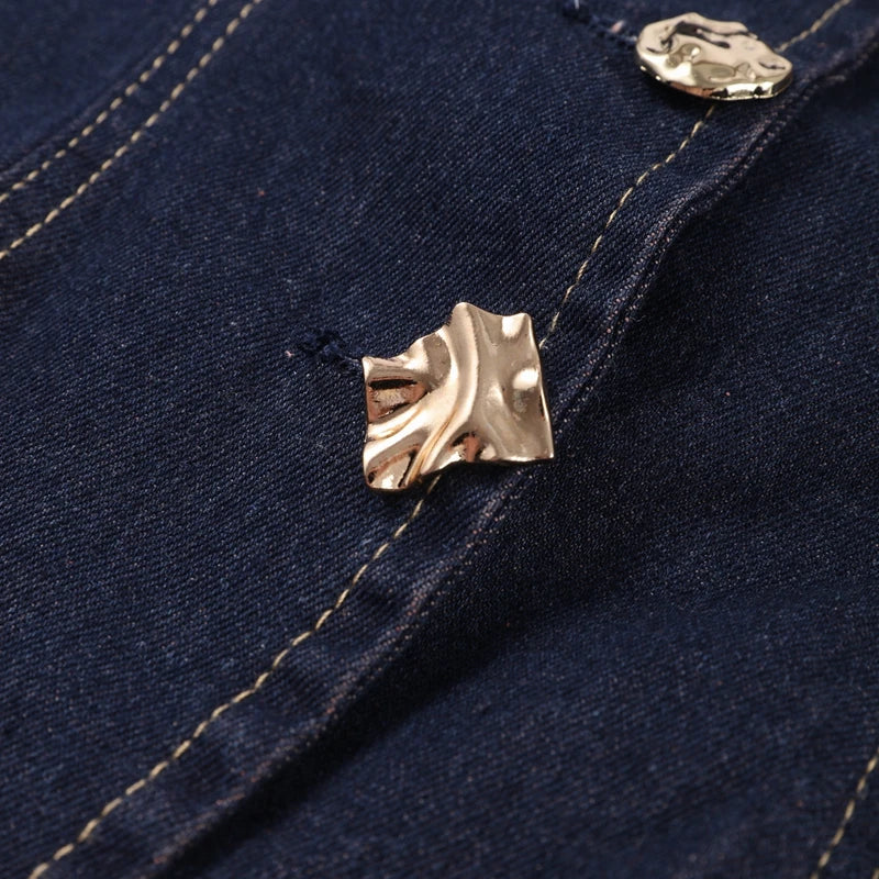Blå Denimlinne och Höga Jeans i Matchande Set