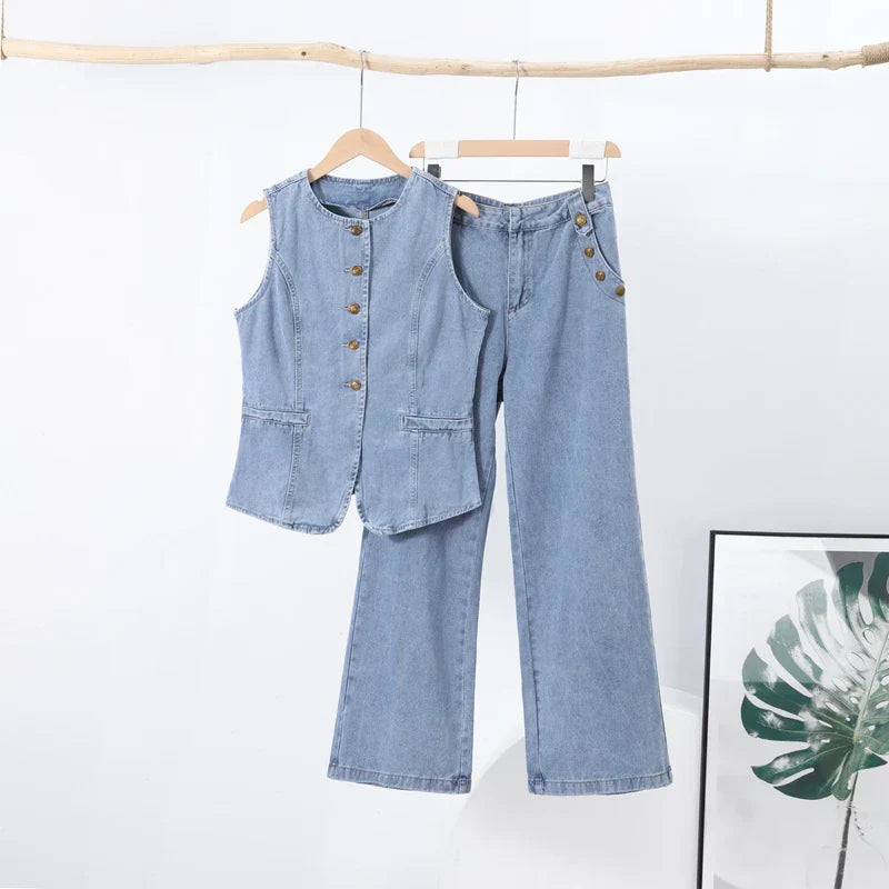 Blå Snäckmönstrad Skjorta och Shorts i Matchande Set