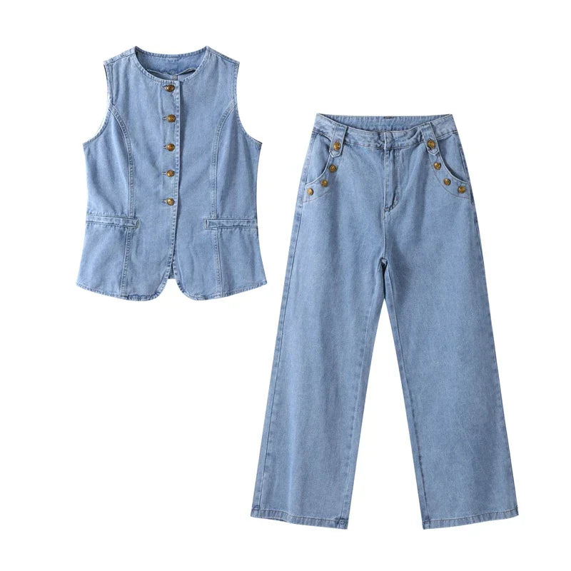 Blå Snäckmönstrad Skjorta och Shorts i Matchande Set