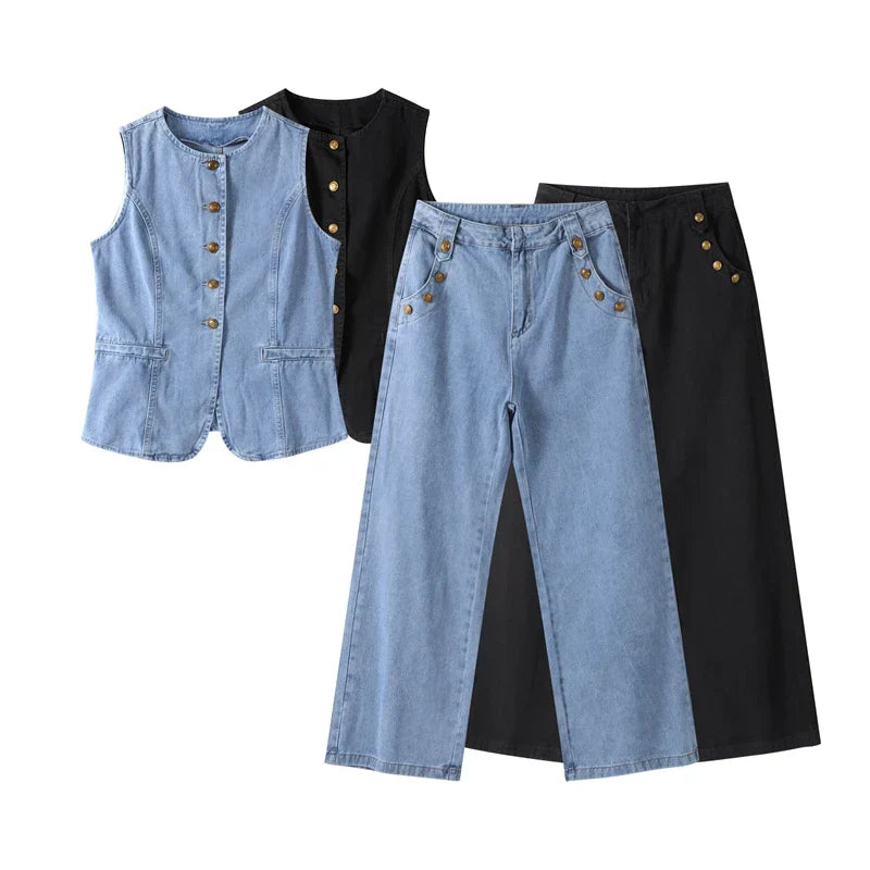 Blå Snäckmönstrad Skjorta och Shorts i Matchande Set