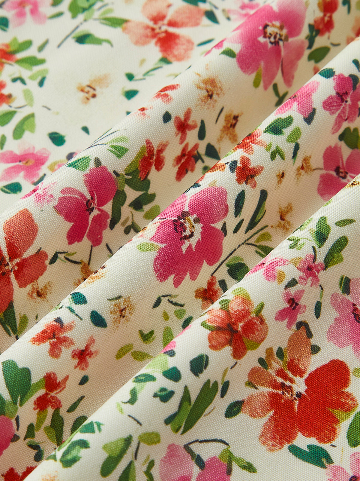 Blommig Rayon Midiklänning med Djup Urringning