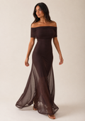 Off-Shoulder Maxiklänning i Chiffong
