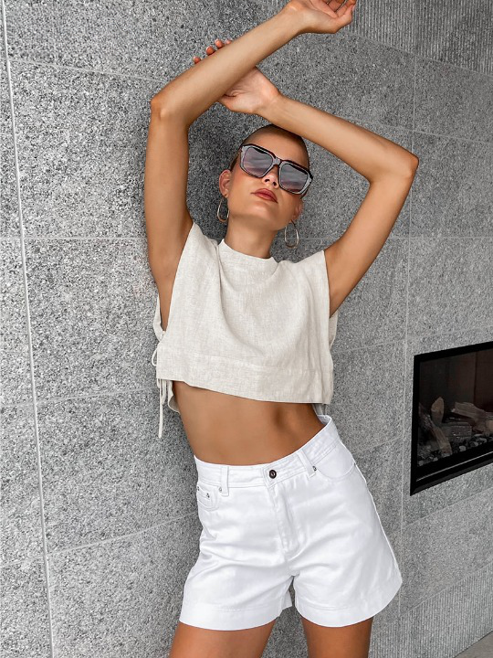 Khaki Linne Matchande Set
