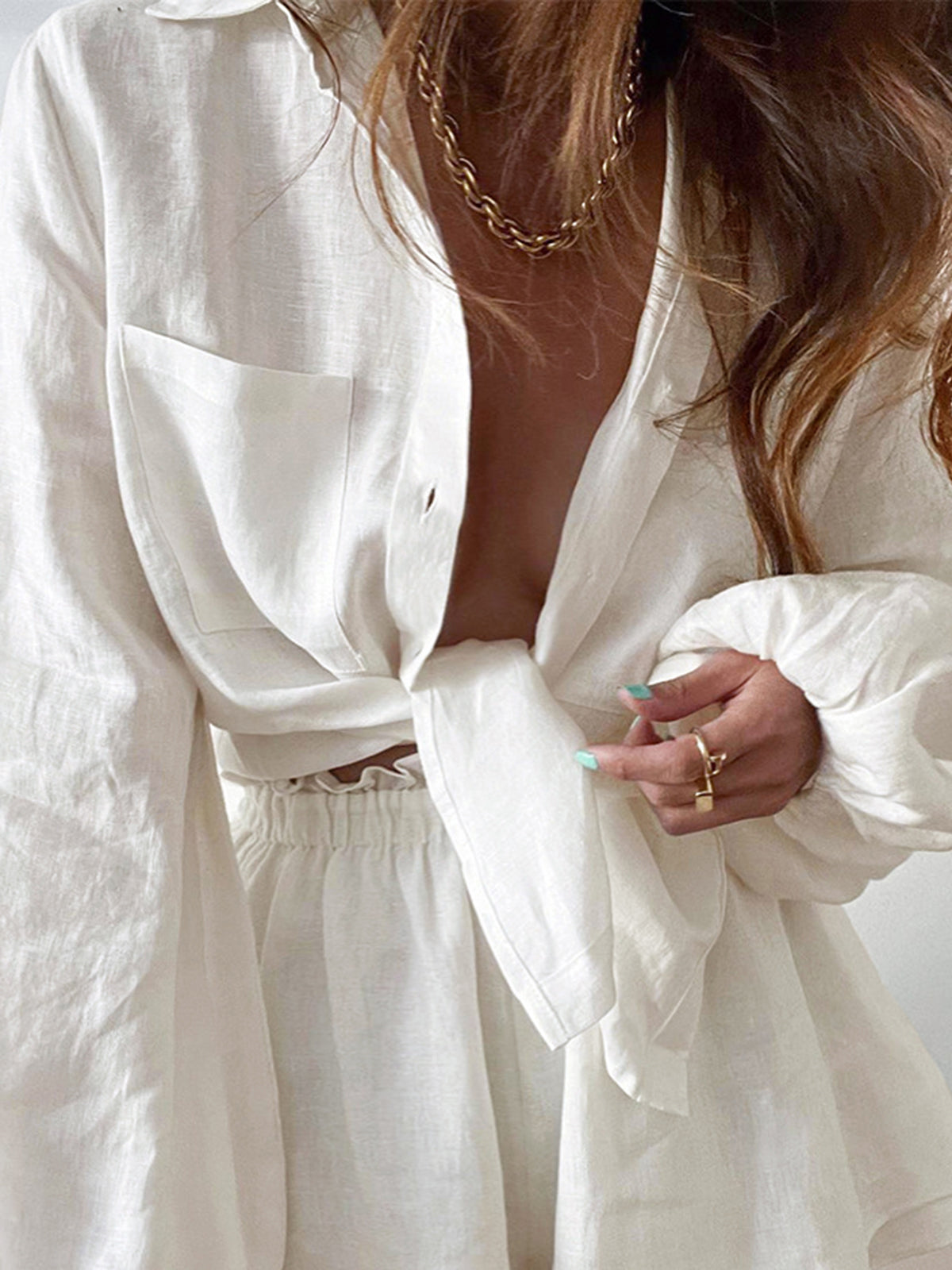 Off-white Set i Bomull och Linne med Fodrade Shorts