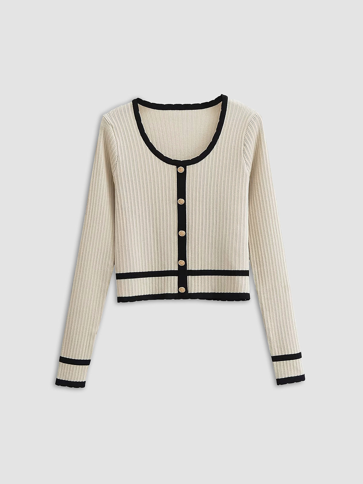 Off-white Stickad Kofta med Kontrastdetaljer