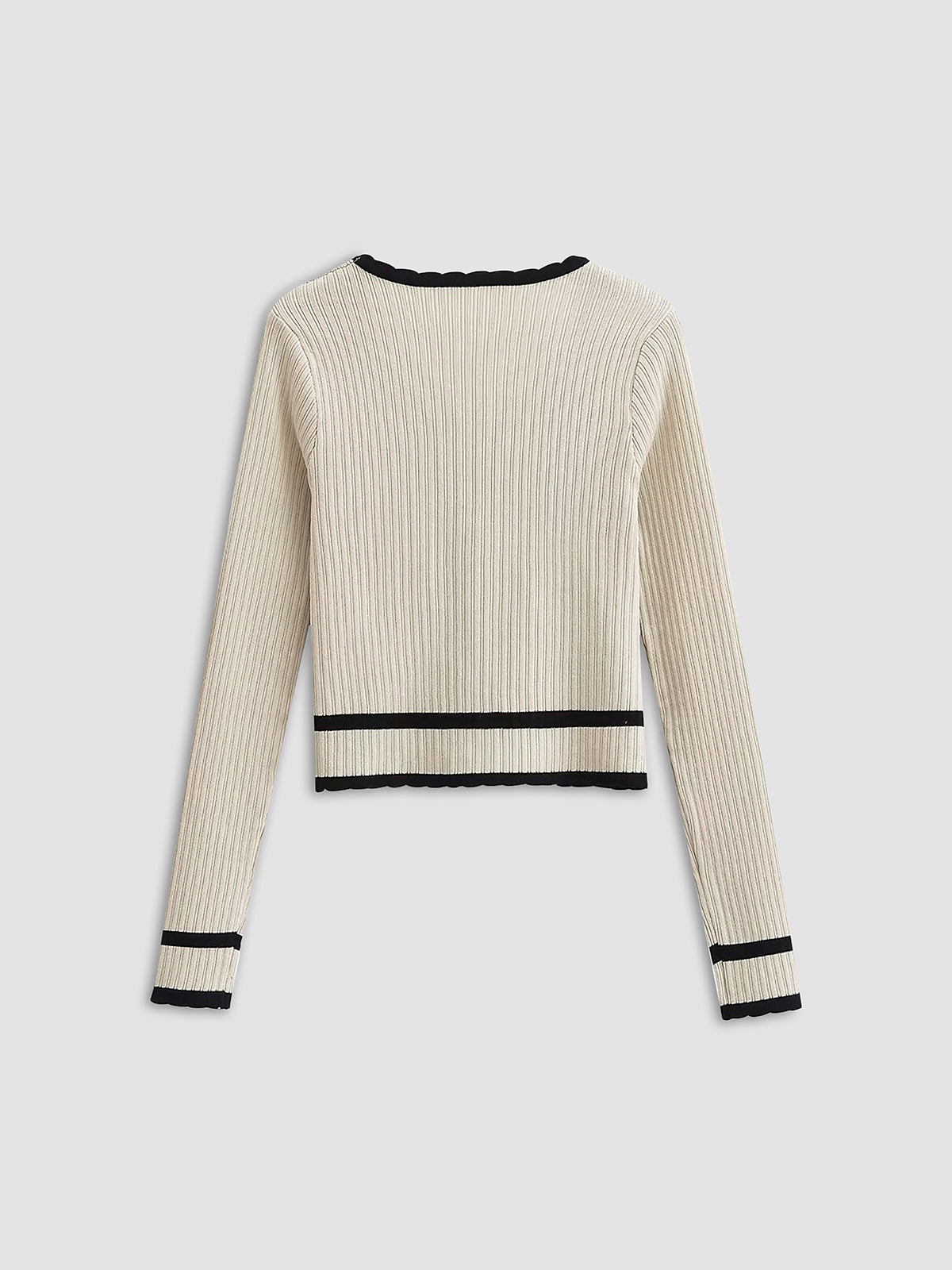 Off-white Stickad Kofta med Kontrastdetaljer