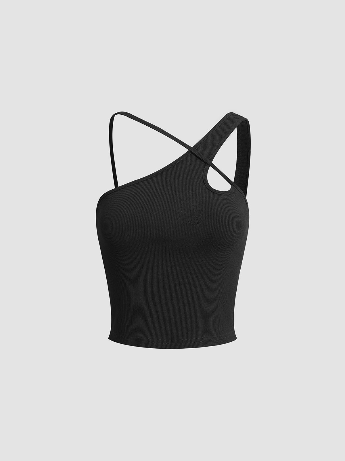 Svart Asymmetriskt Linne med Halterneck