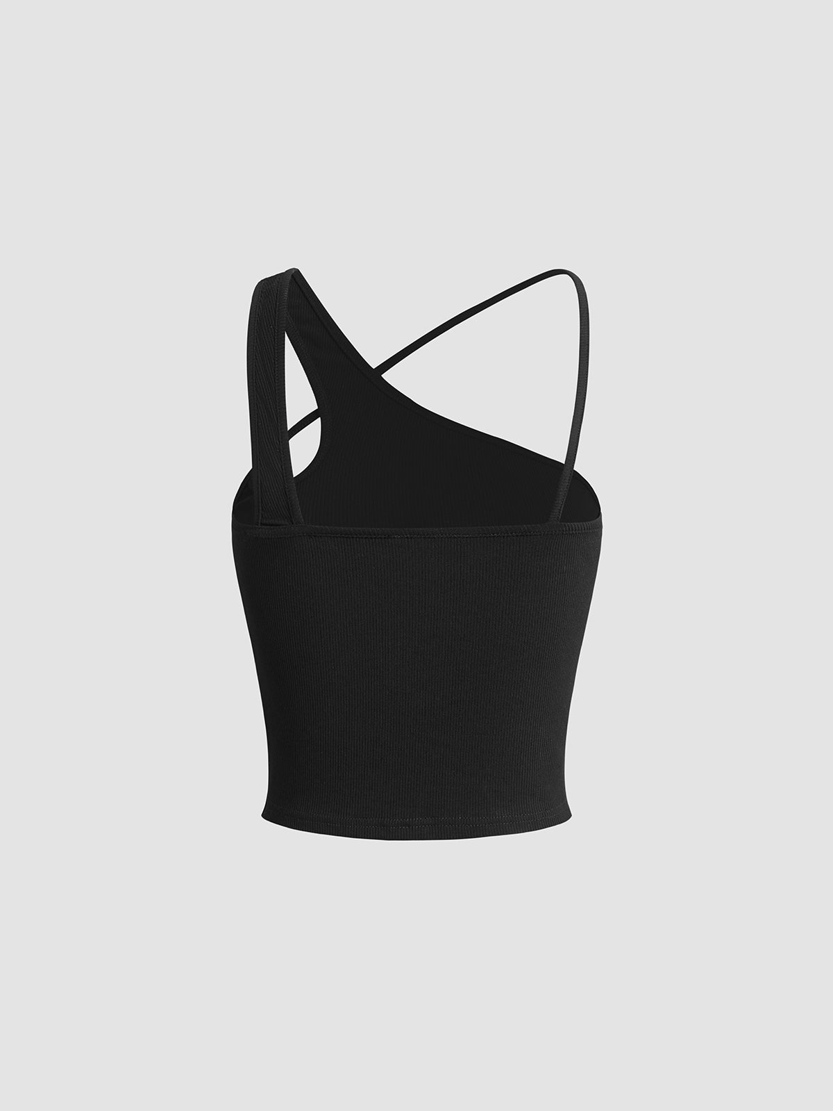 Svart Asymmetriskt Linne med Halterneck