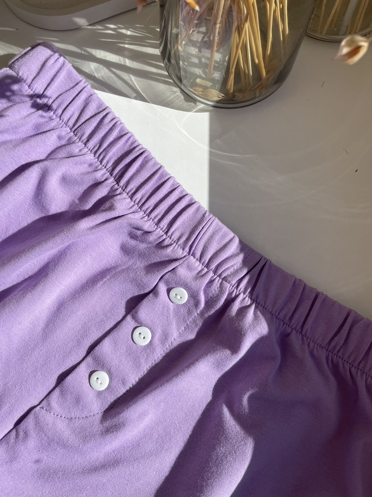 Vit Bomull Matchande Set med Shorts