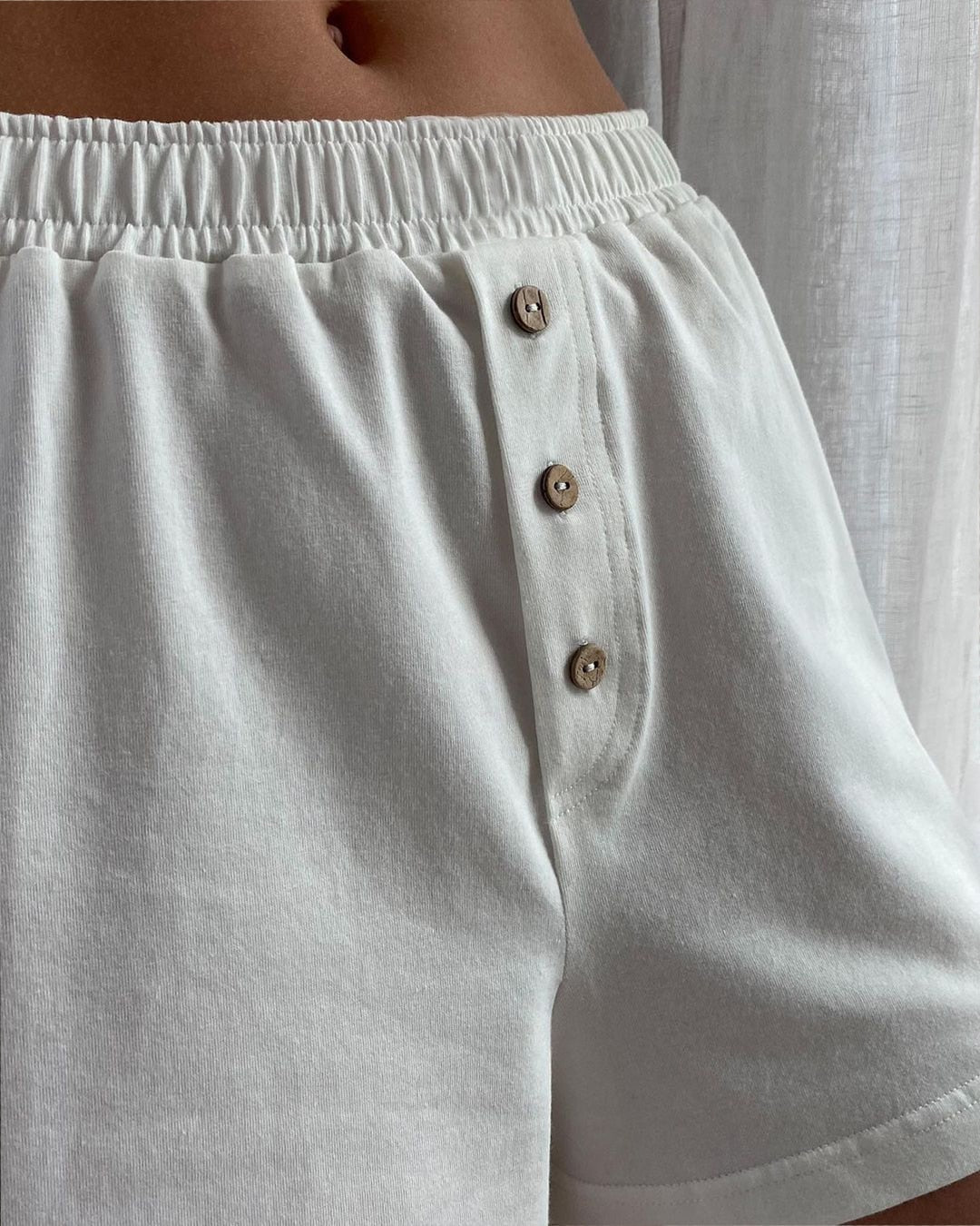 Vit Bomull Matchande Set med Shorts