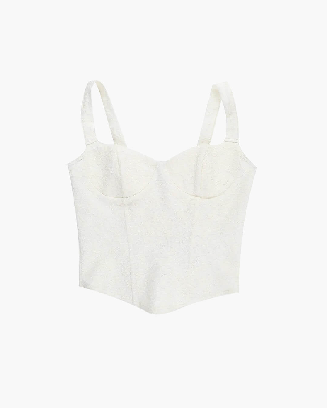 Vit Spetskorsettopp med Off-shoulder V-ringning