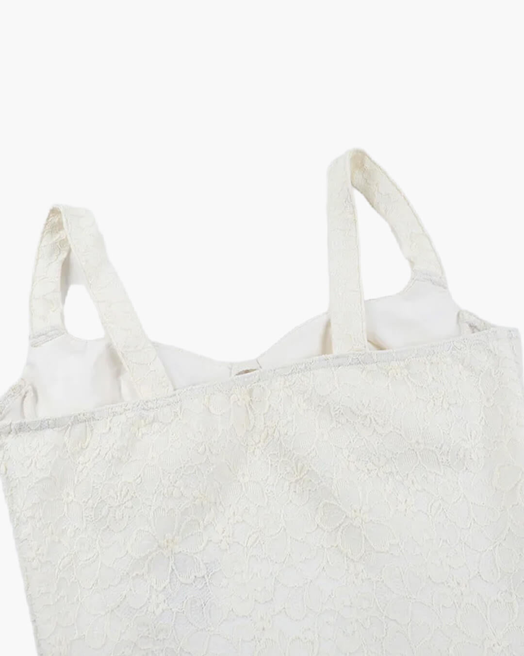 Vit Spetskorsettopp med Off-shoulder V-ringning